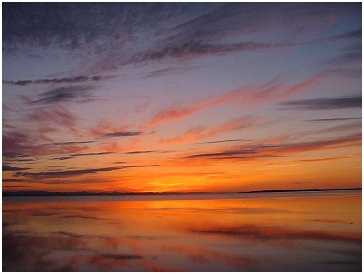 	落日のサロマ湖	